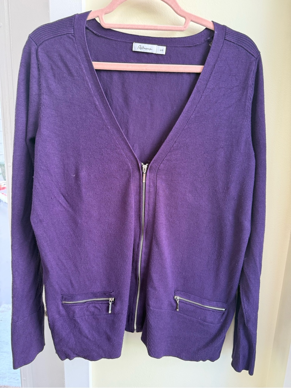 Rothmans Purple Zip-Front Cardigan